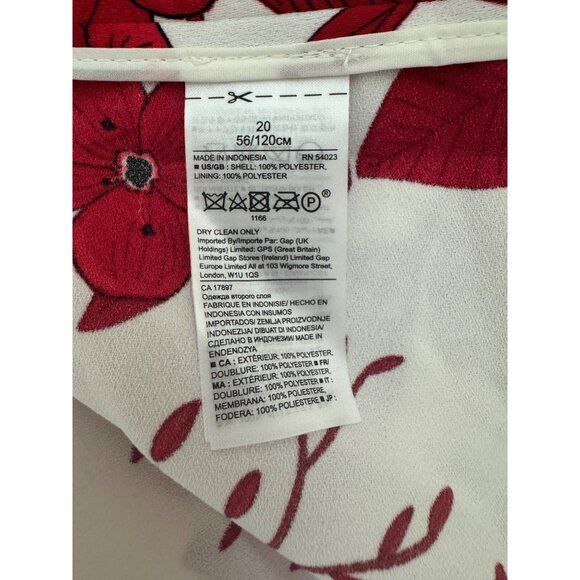 Banana Republic Red White Floral Print Sleeveless Midi Dress Size 20 2X Plus Sz - Picture 6 of 8